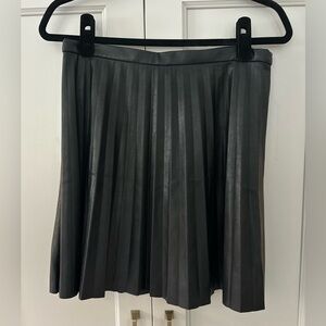 J. CREW Faux Leather Black Pleated Skirt